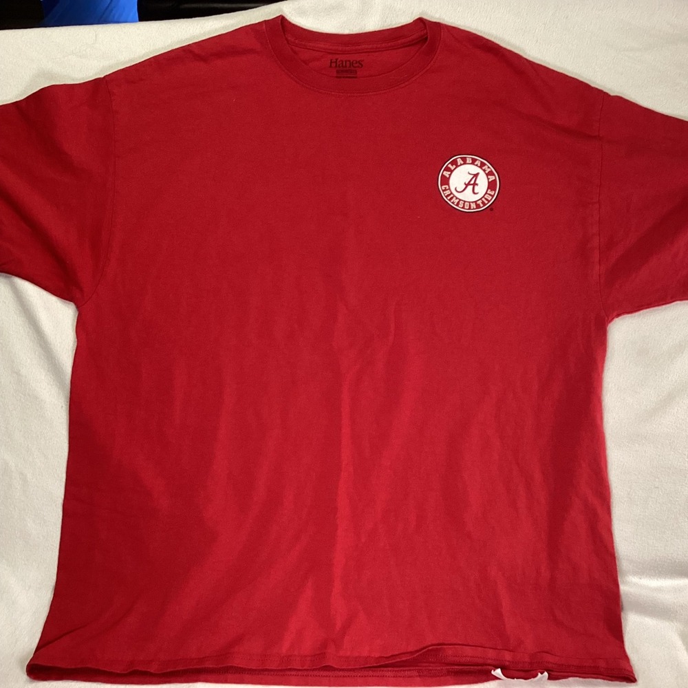 Hanes Mens Alabama Crimson Tide T-Shirt Red 2XL Graphic Short Sleeve Cotton Tee